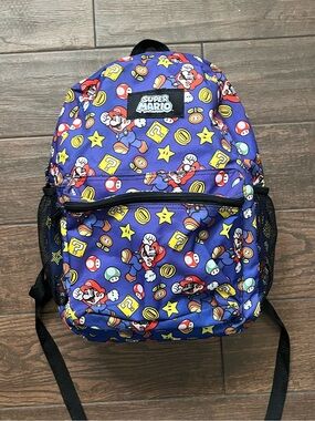 Nintendo Super Mario Kids Backpack in Purple with Character Icons